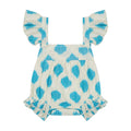 Chloe Baby Romper Cream Aqua Ikat