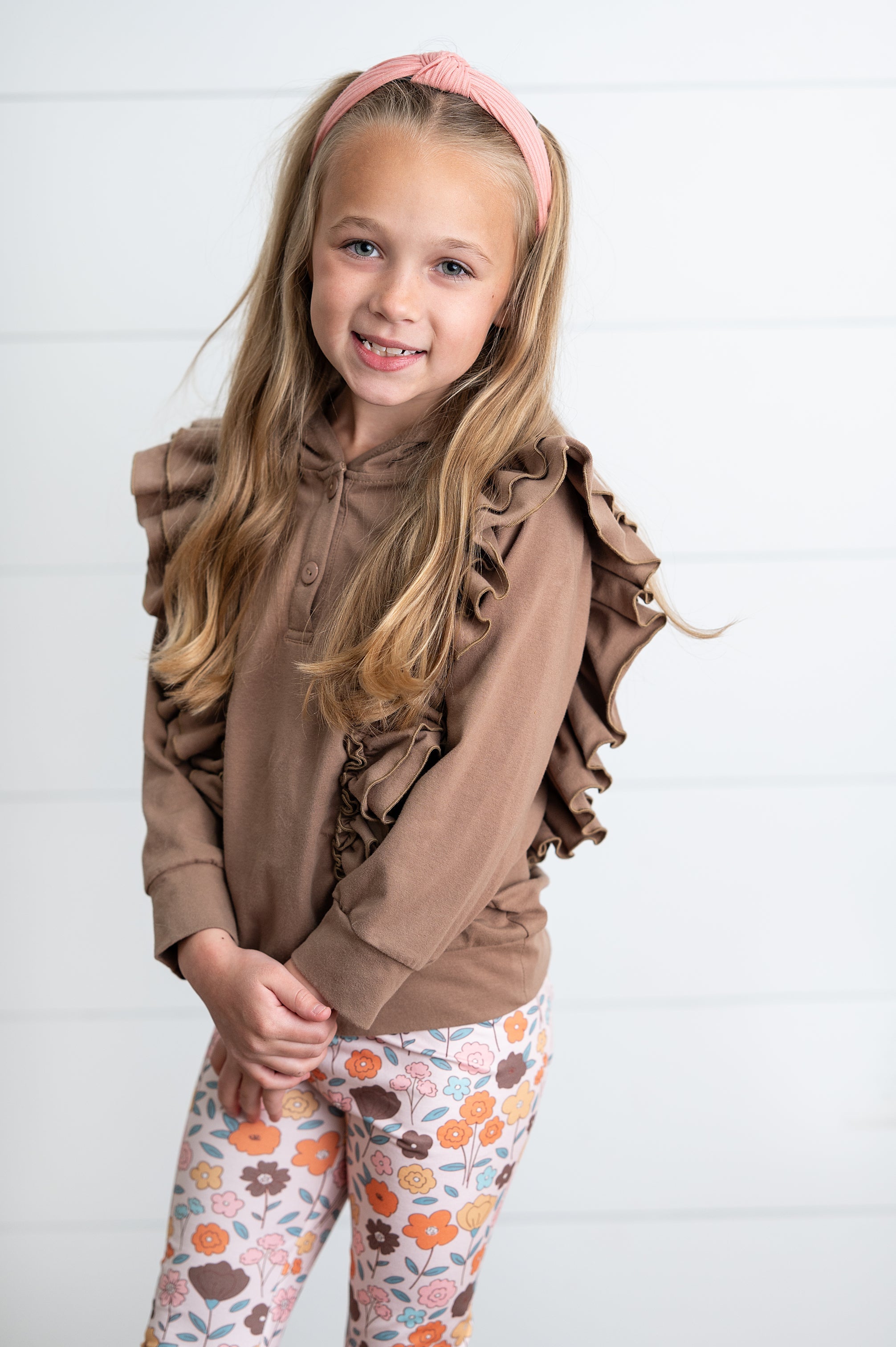 Chocolate Floral Ruffle Sweater Pant Set