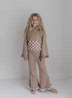 Tan Check Hooded Set