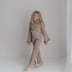 Tan Check Hooded Set