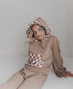 Tan Check Hooded Set