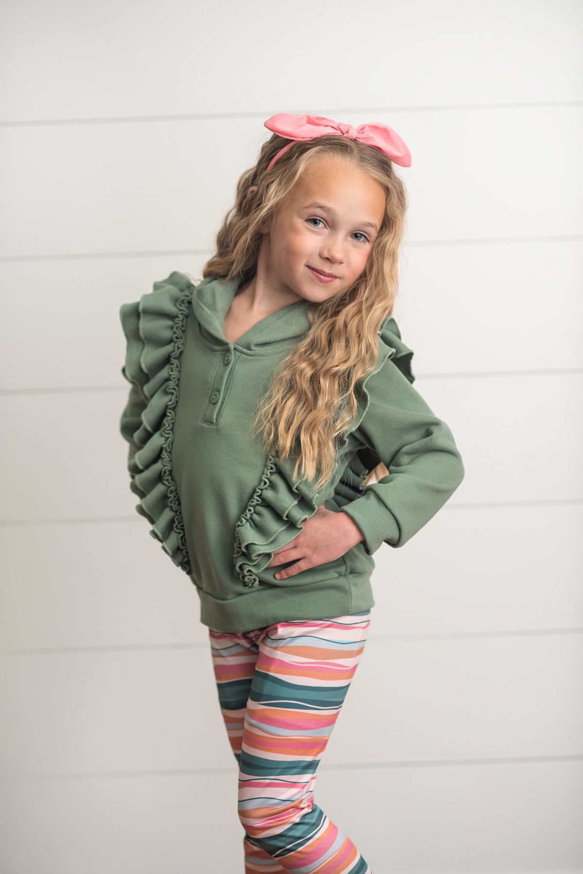 Sage Ruffle Hoodie Set