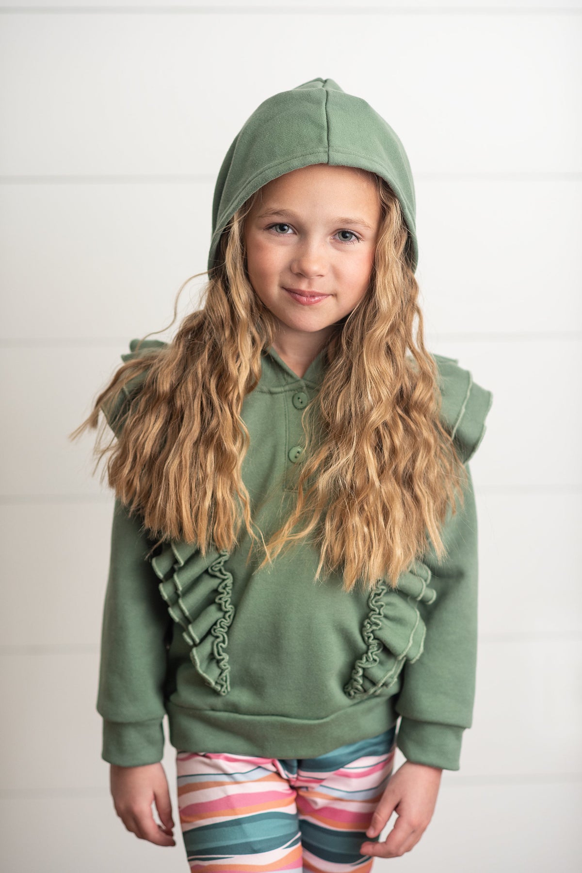 Sage Ruffle Hoodie Set