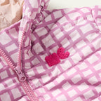 Recycled Nylon Pink Grid Puffer