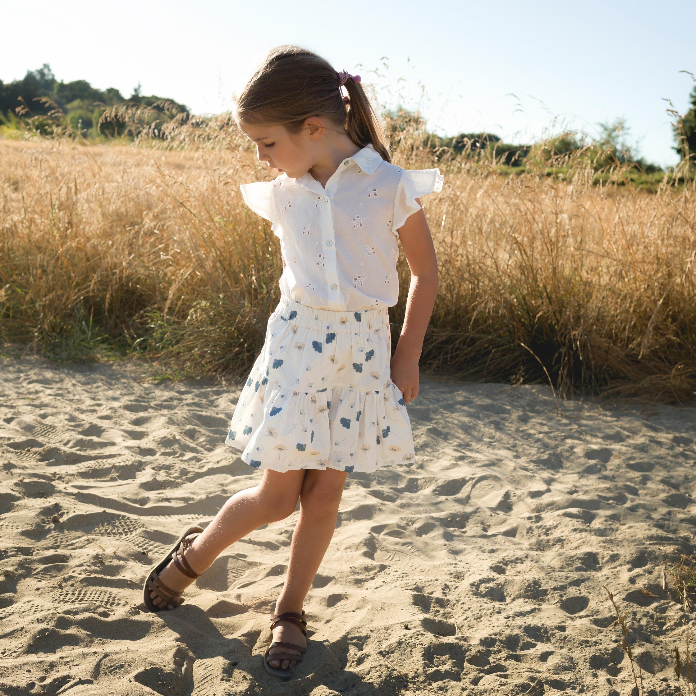 Girls Offwhite Eyelet Lola Top