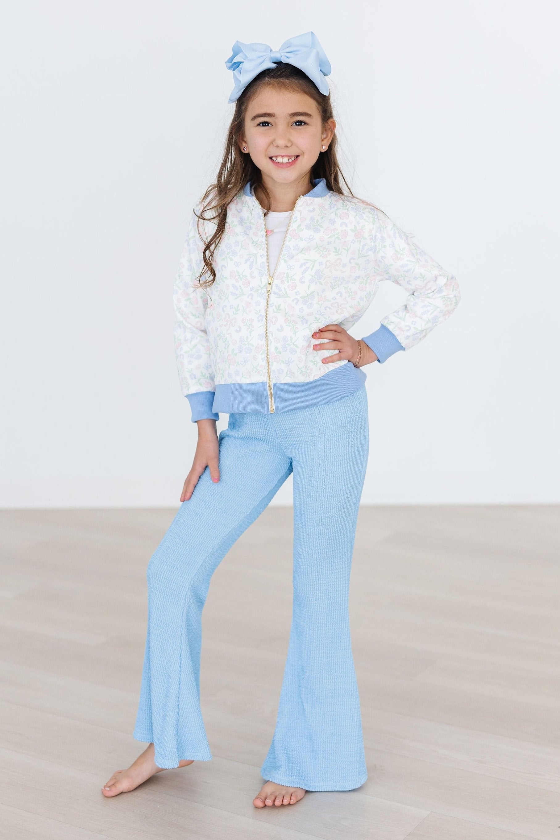 Girls Sky Blue Scrunchy Bell Bottoms