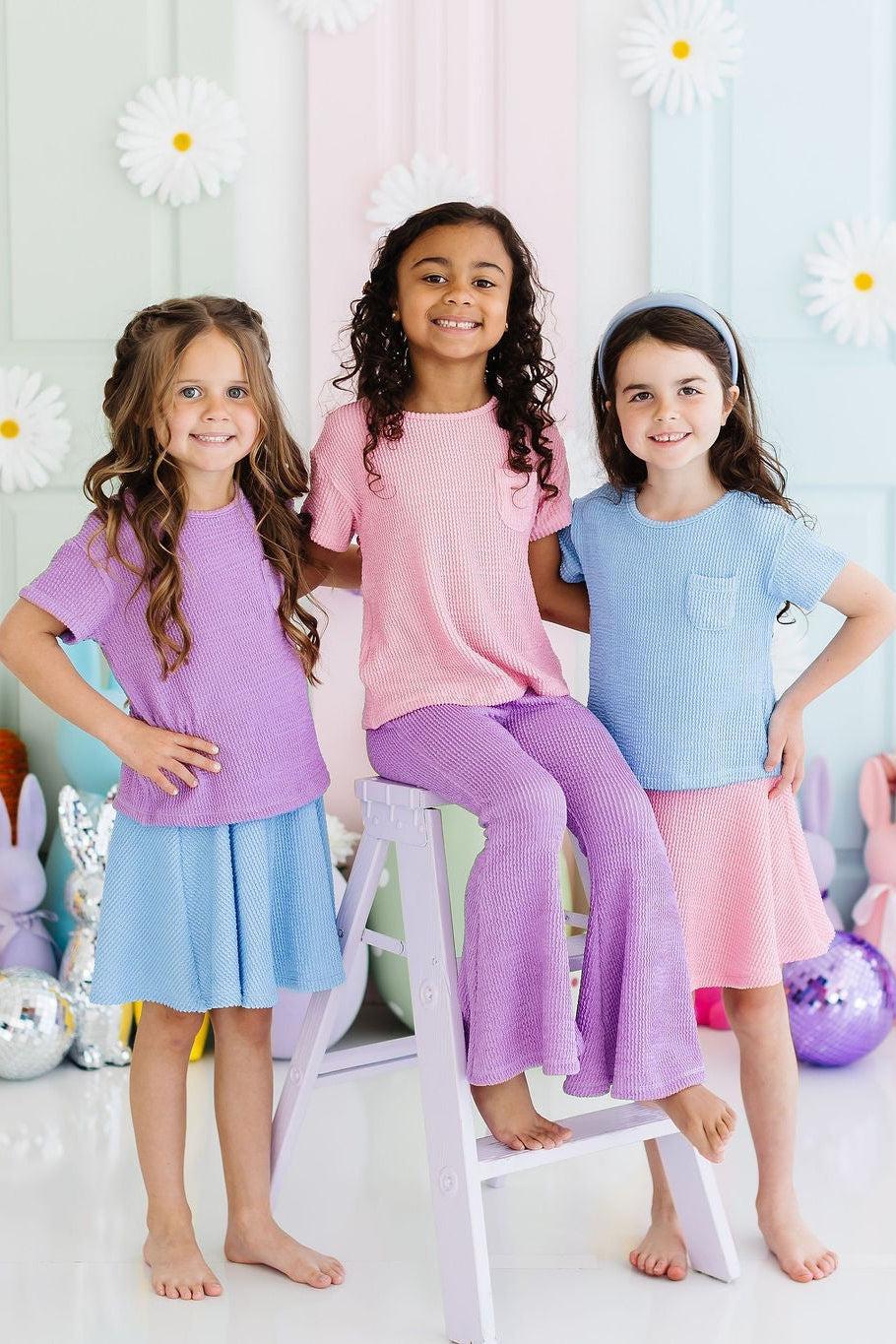 Girls Bright Lilac Scrunchy Bell Bottoms