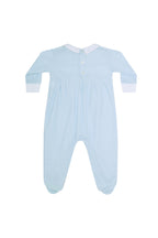 Blue Gingham Pima Cotton Smocked Baby Footie