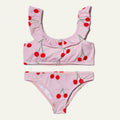 UPF 50+ Recycled Polyester Cherry Kid Ruffle Bikini
