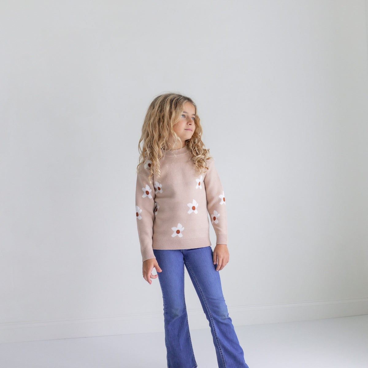 Beige Flower Sweater