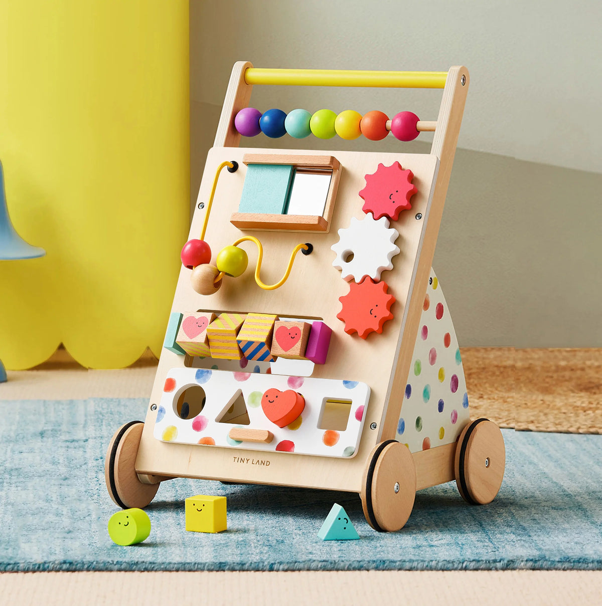 Tiny Land® Premium Natural Wooden Activity Walker