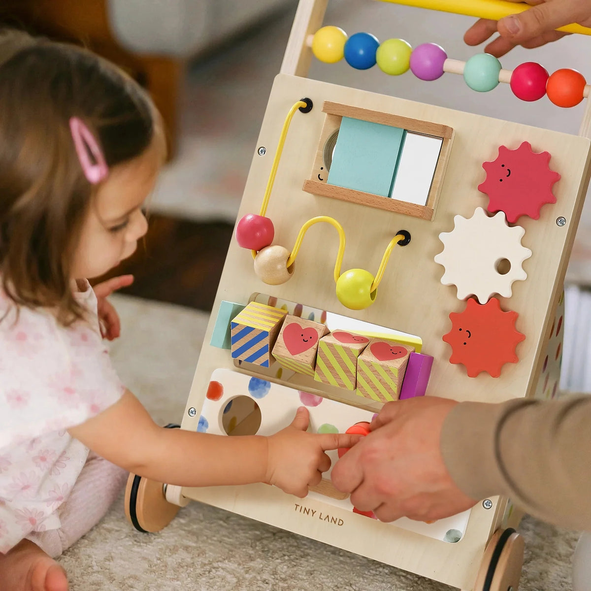 Tiny Land® Premium Natural Wooden Activity Walker