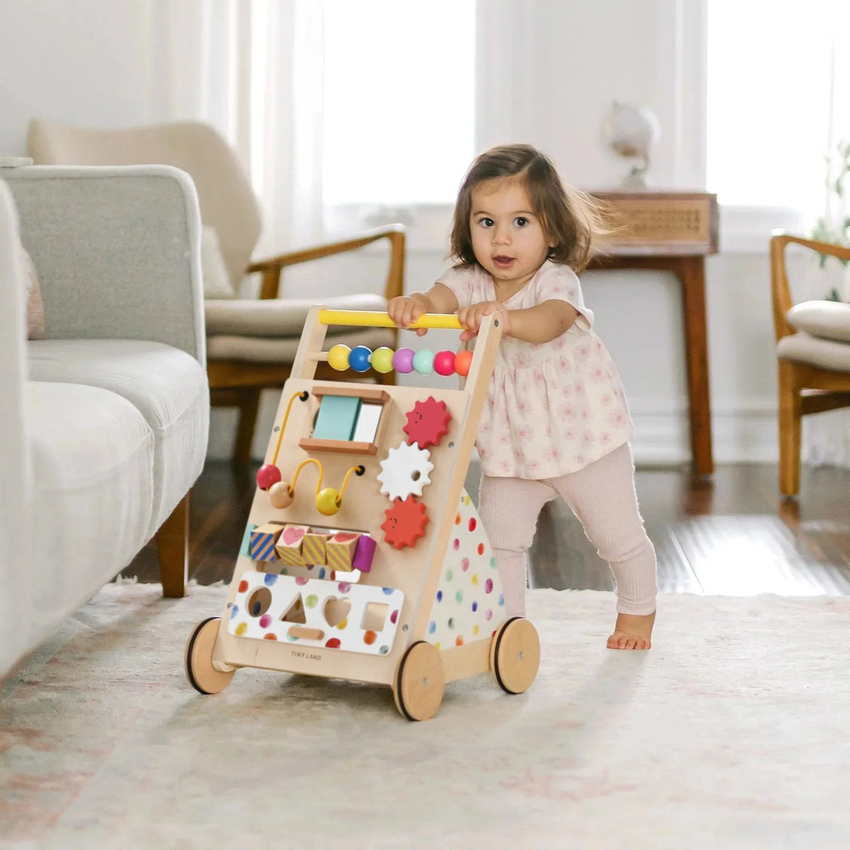 Tiny Land® Premium Natural Wooden Activity Walker