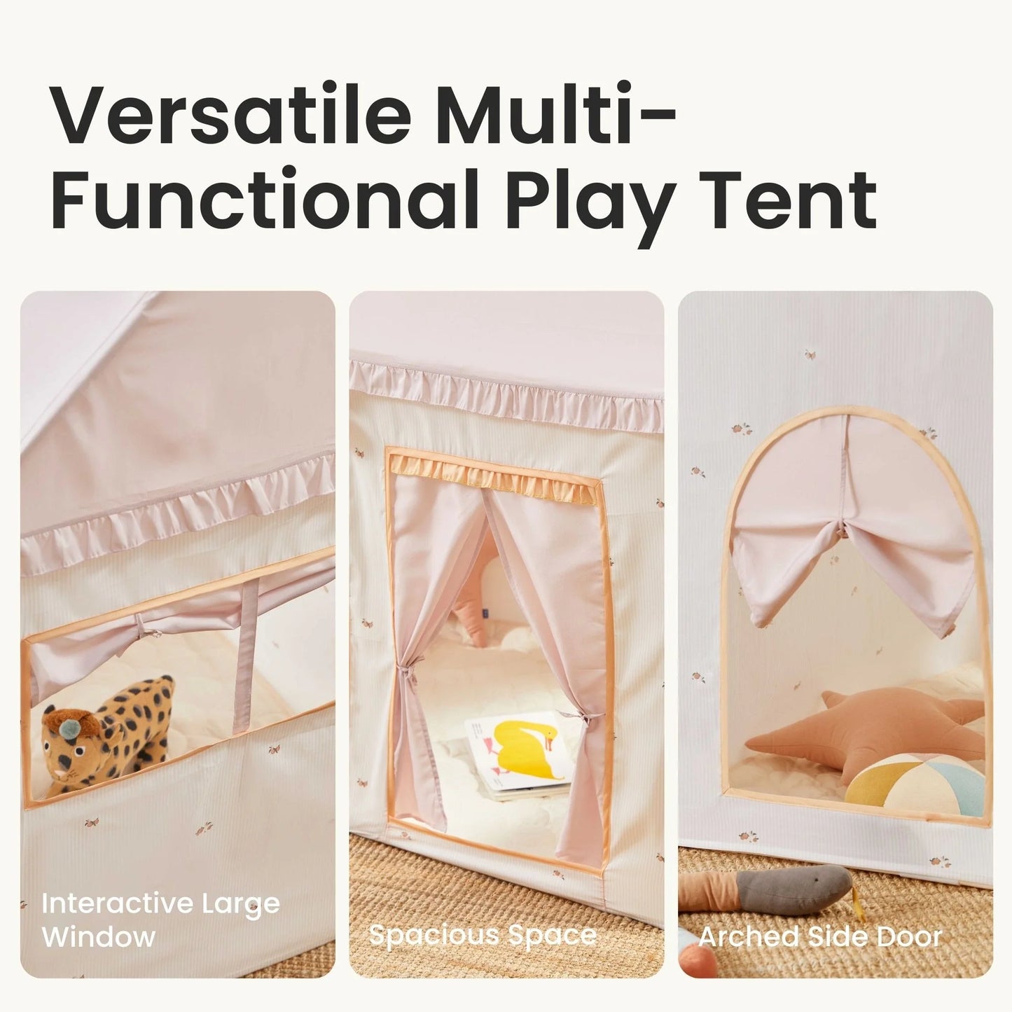 Tiny Land® Sweet Citrus Kids Play Tent – White and Pink Indoor Playhouse