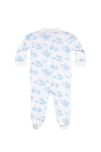Blue Toile Pima Cotton Zipper Baby Footie
