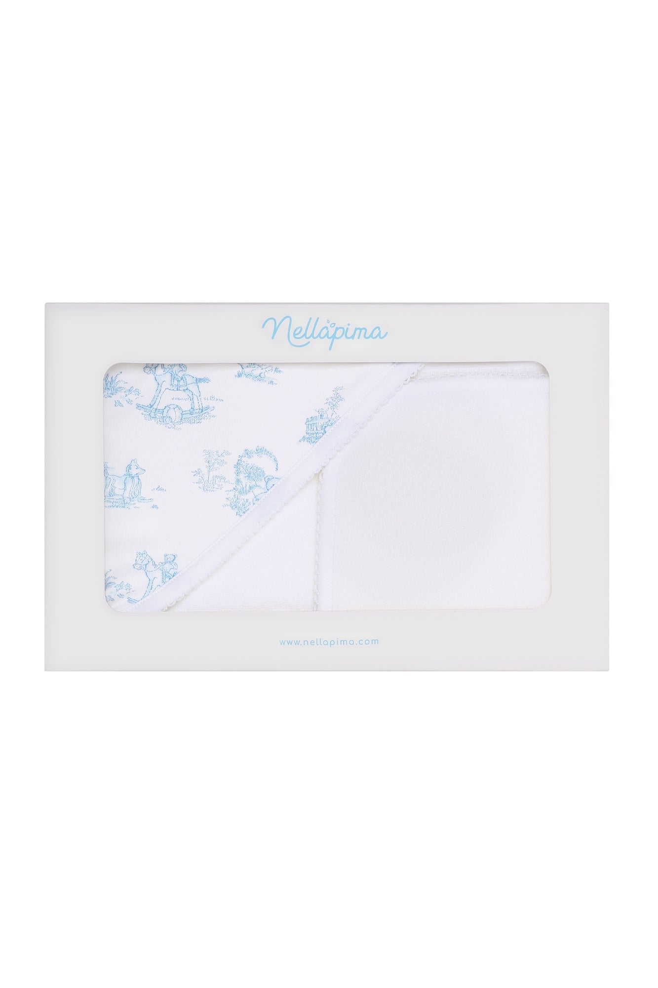 Baby Blue Toile Hooded Pima Cotton Towel