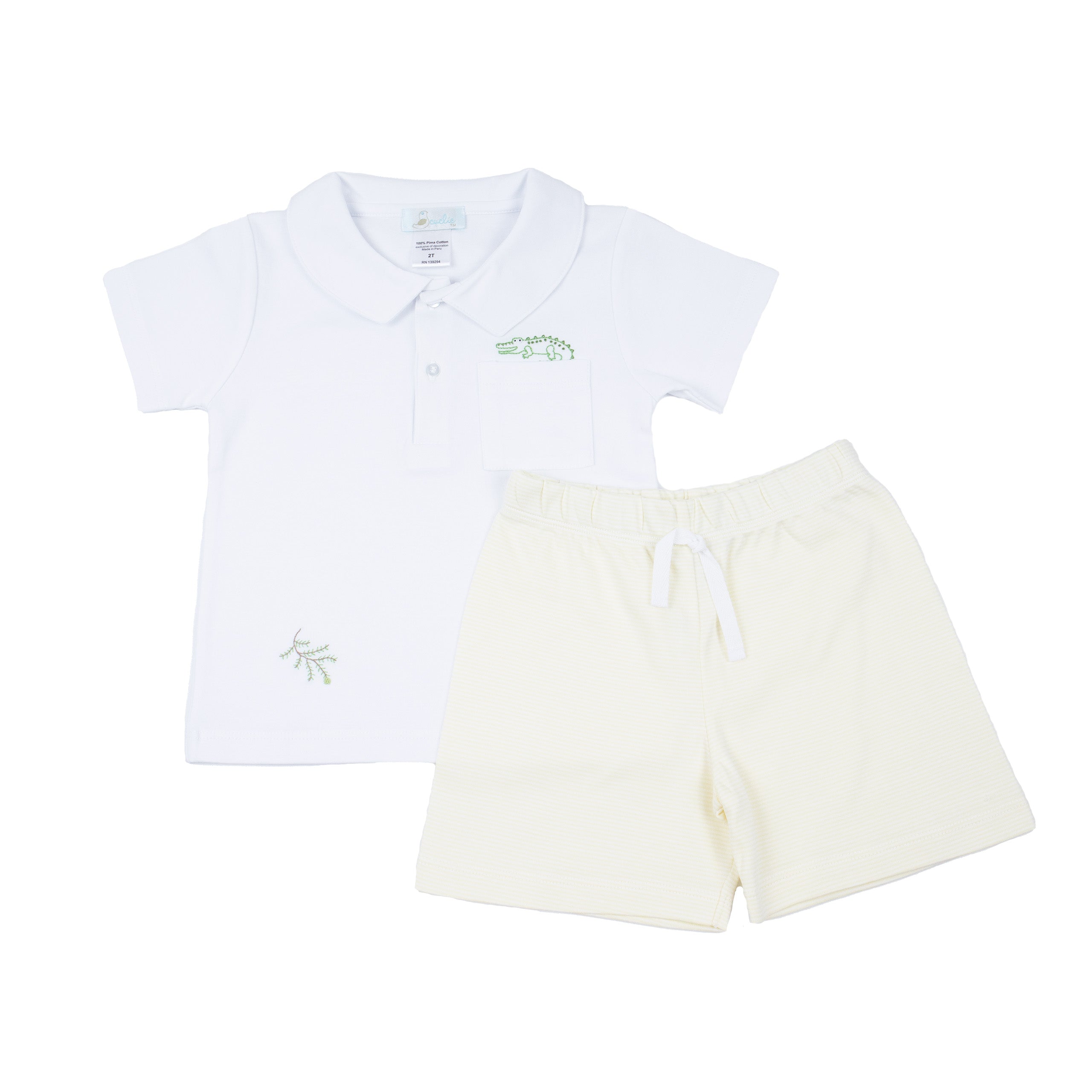 Toddler Boy Yellow Gator Pima Cotton Short Play Set