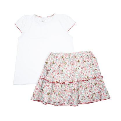 Girls Floral Ruffle Skort Set