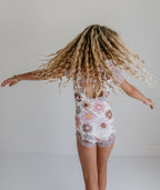 Tan Floral Shortie Leotard