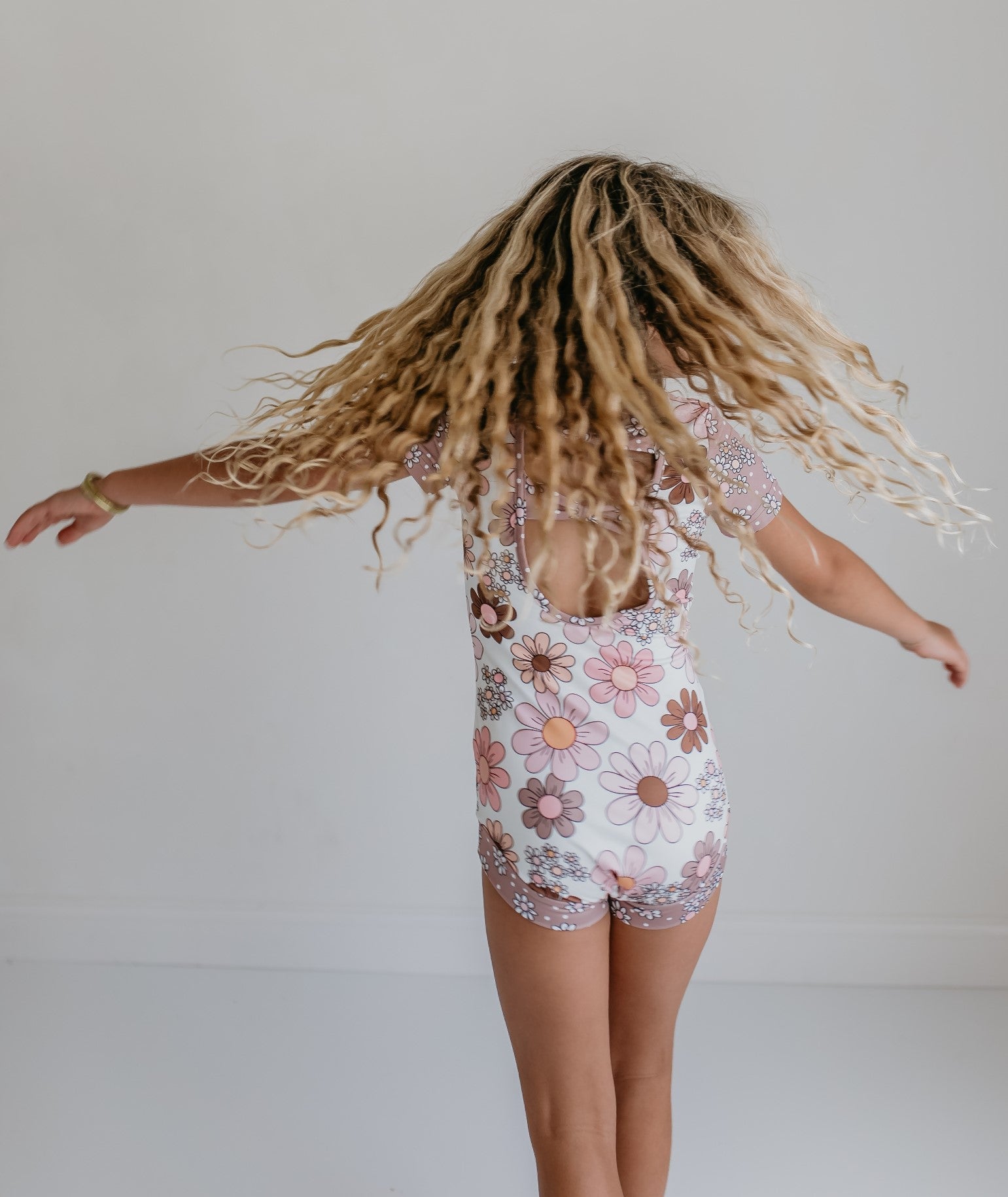 Tan Floral Shortie Leotard