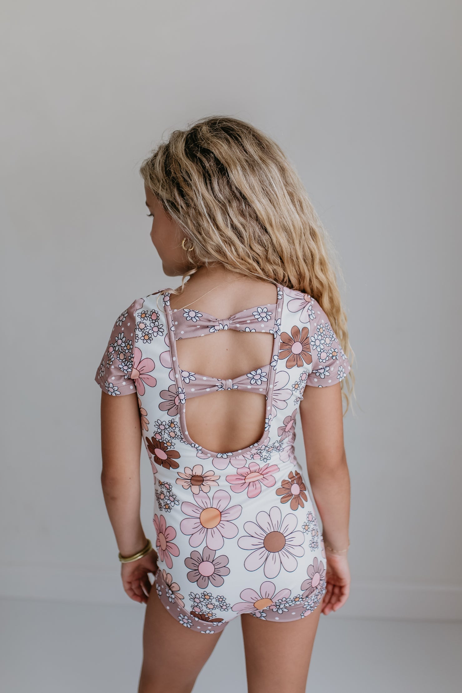 Tan Floral Shortie Leotard