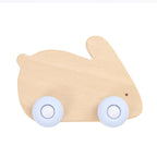 Blue Bunny on Wheels Silicone + Wood Teether