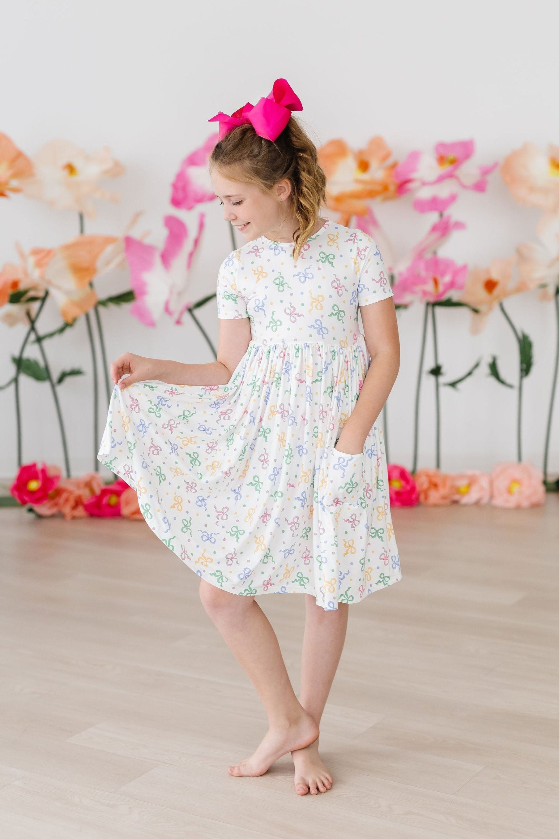 Tied in Love Short Sleeve Pocket Twirl Dress
