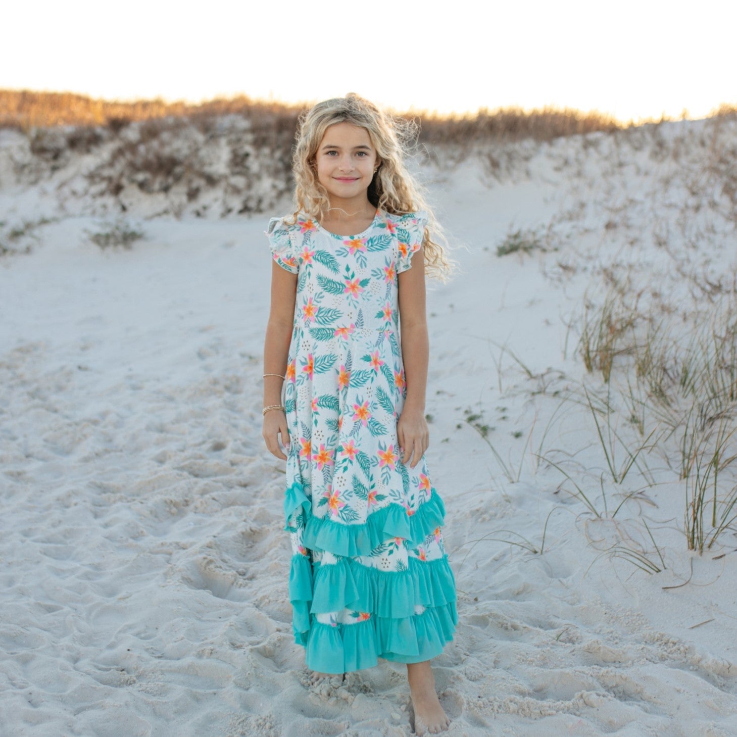 Tropical 3 Ruffles Dress
