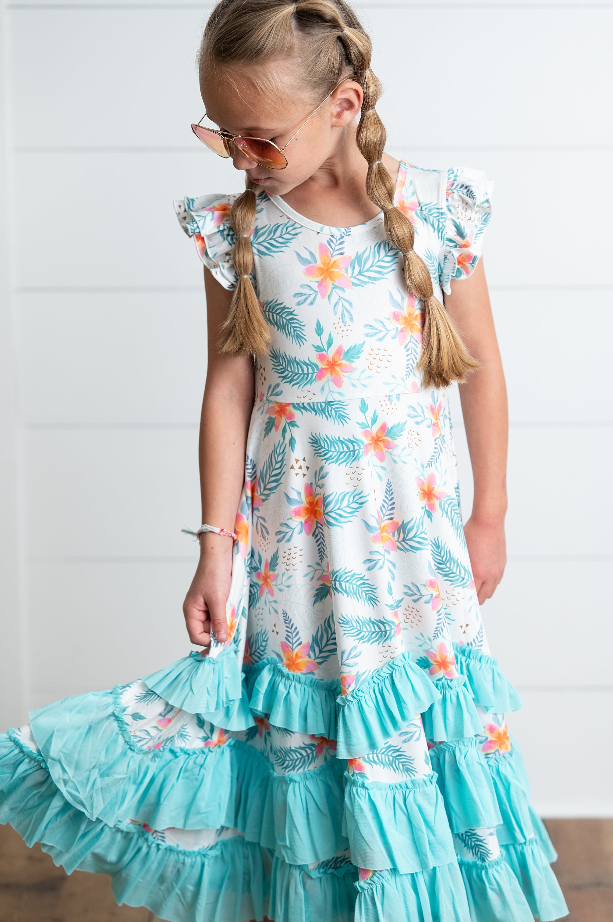 Tropical 3 Ruffles Dress