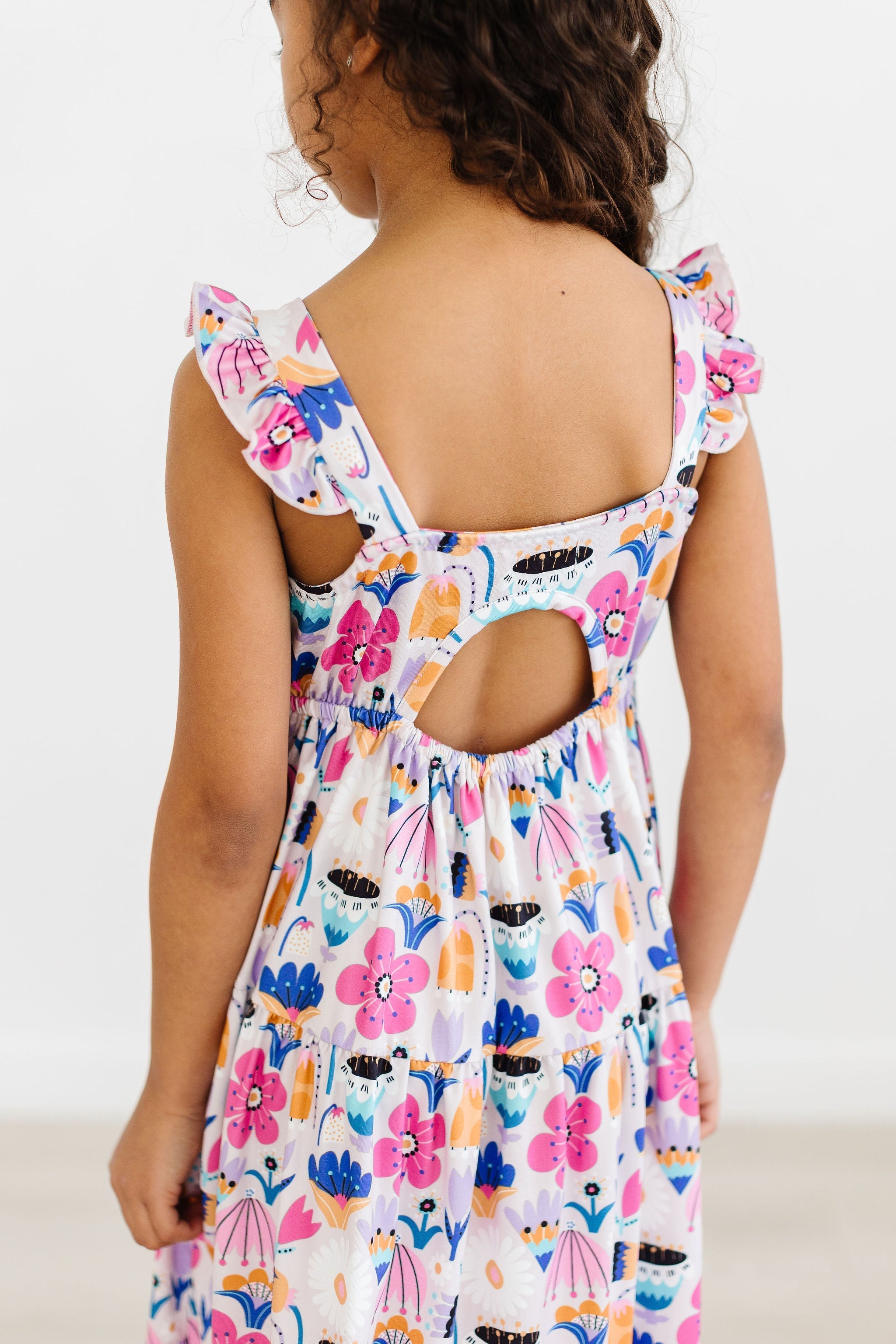 Girls Tulip Blooms Ruffle Maxi Dress