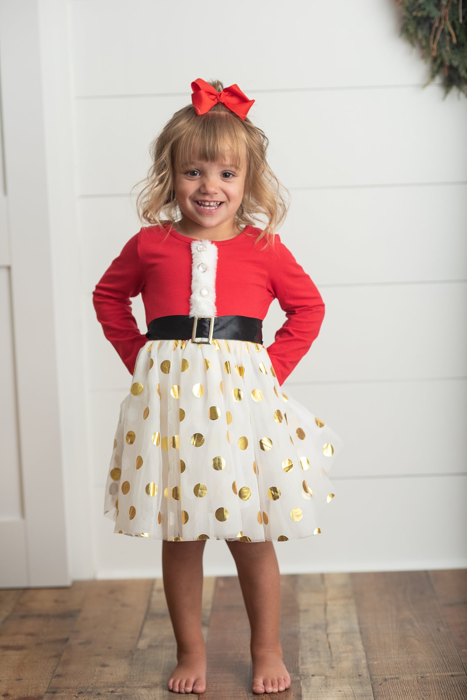 Santa Gold Dot Tulle Dress