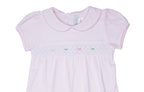Pink Smocked Pima Cotton Bow Dress