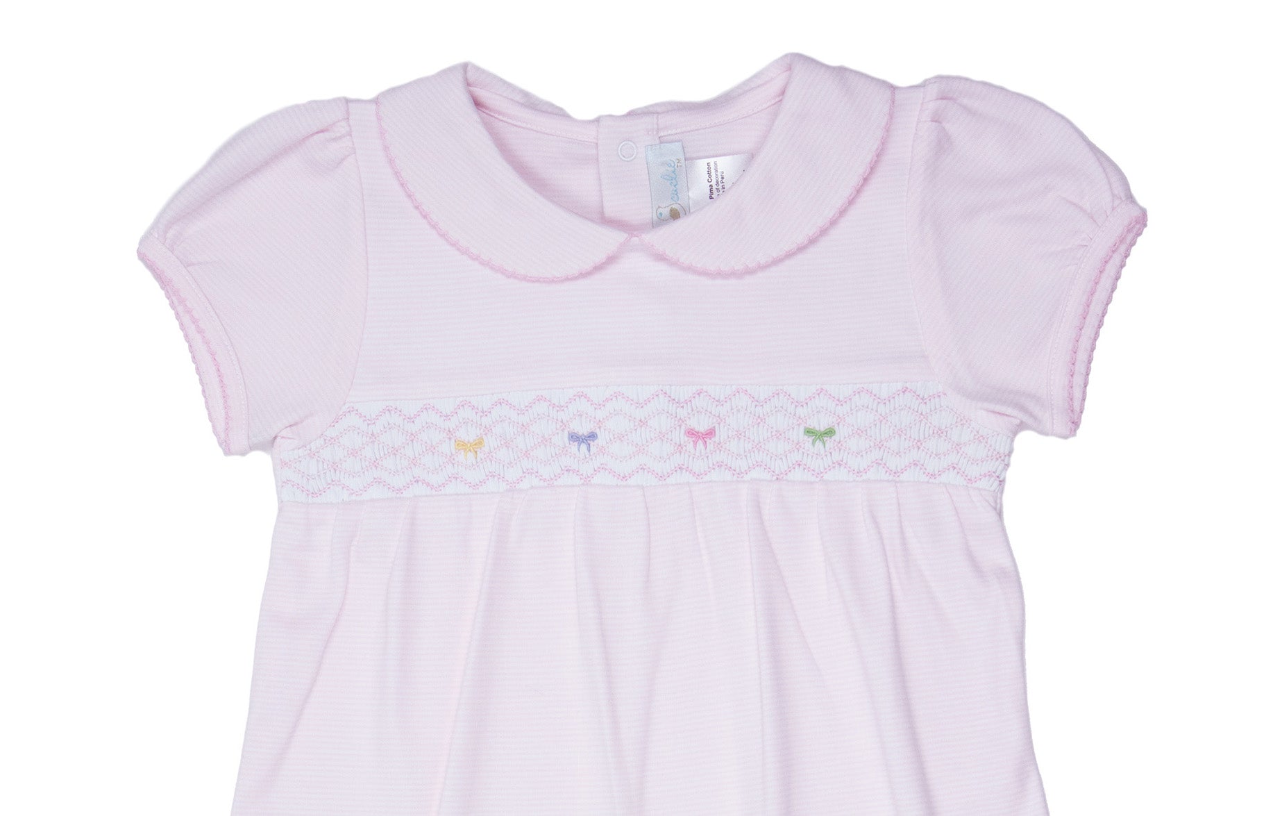 Pink Smocked Pima Cotton Bow Dress