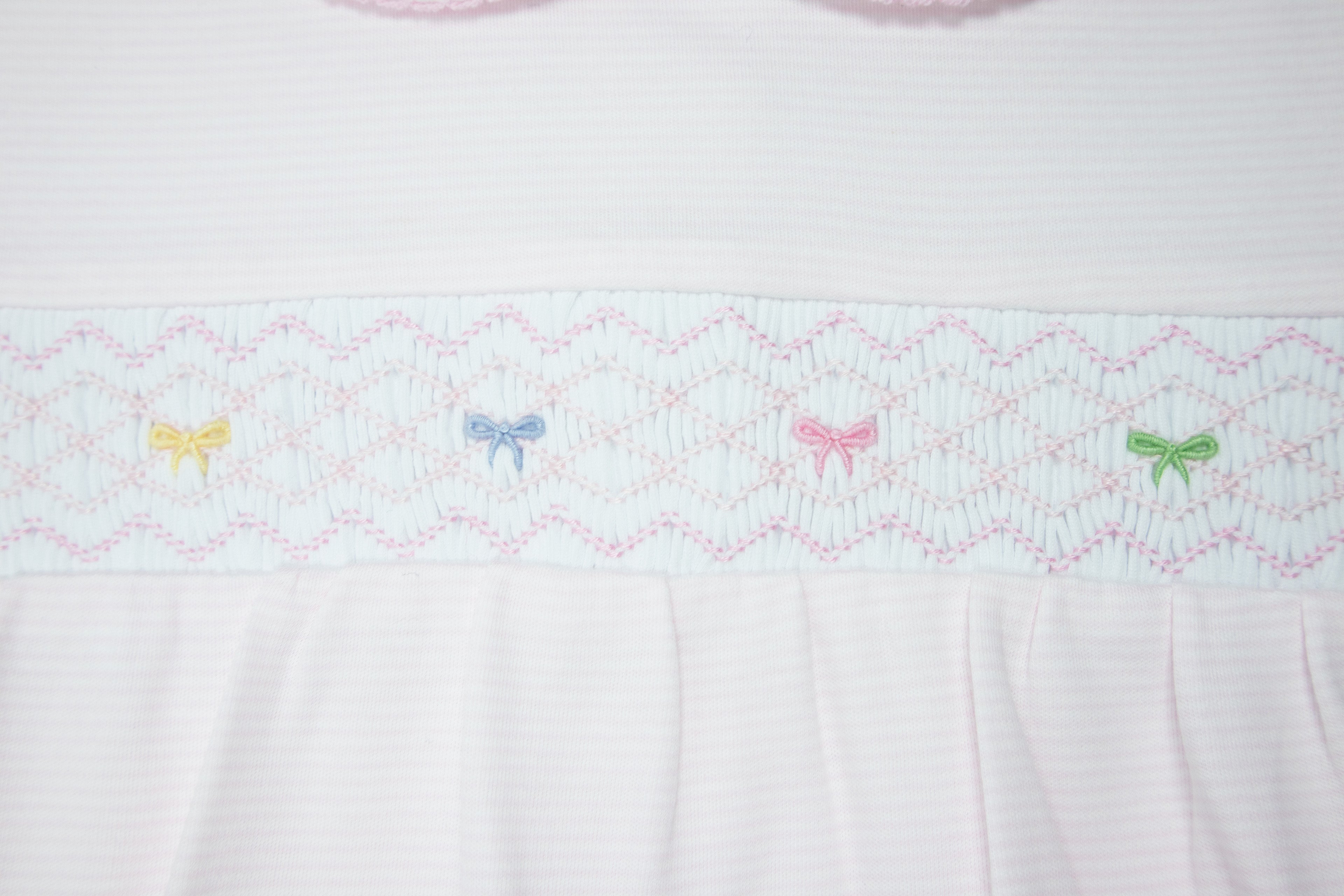 Pink Smocked Pima Cotton Bow Dress