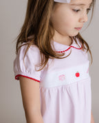 Girl Pink Embroidered Pima Cotton Dress