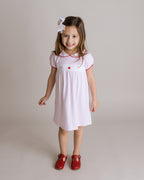 Girl Pink Embroidered Pima Cotton Dress