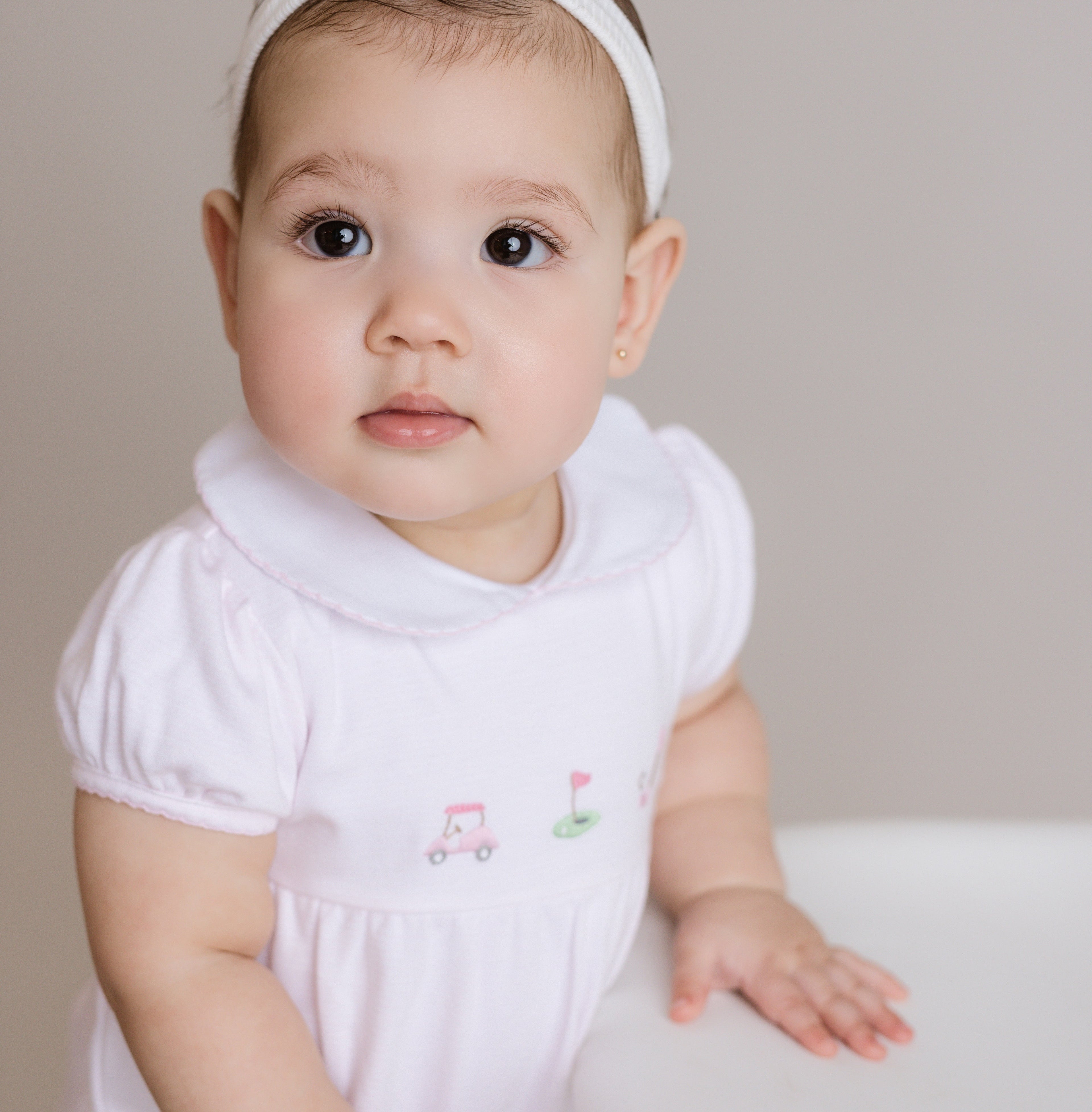 Baby Girl Pink Golf Round Collar Pima Dress