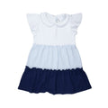 School Days Colorblock Pima Dress, Infant Girls, White and Blue