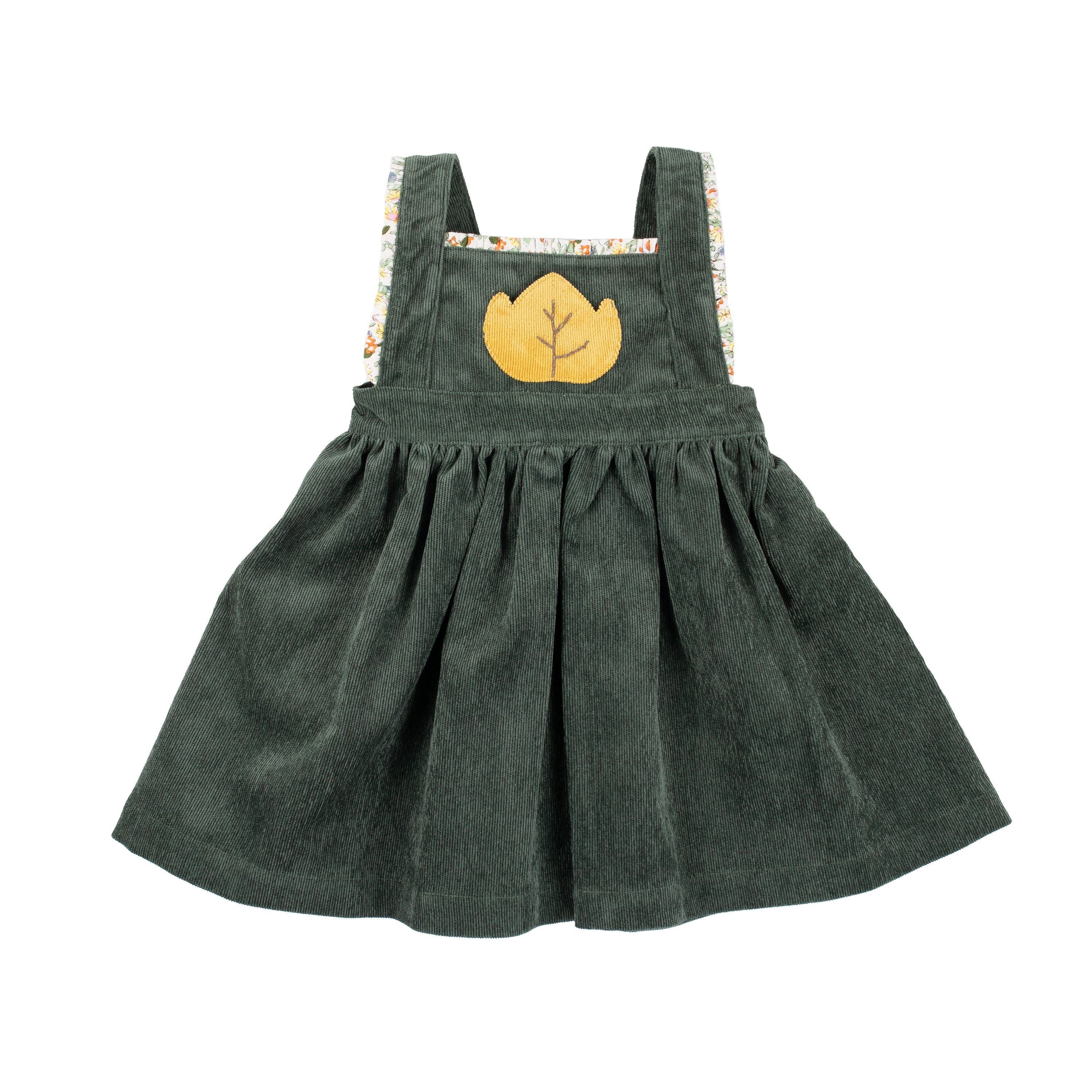 Forest Green Corduroy Girls Pinafore Dress