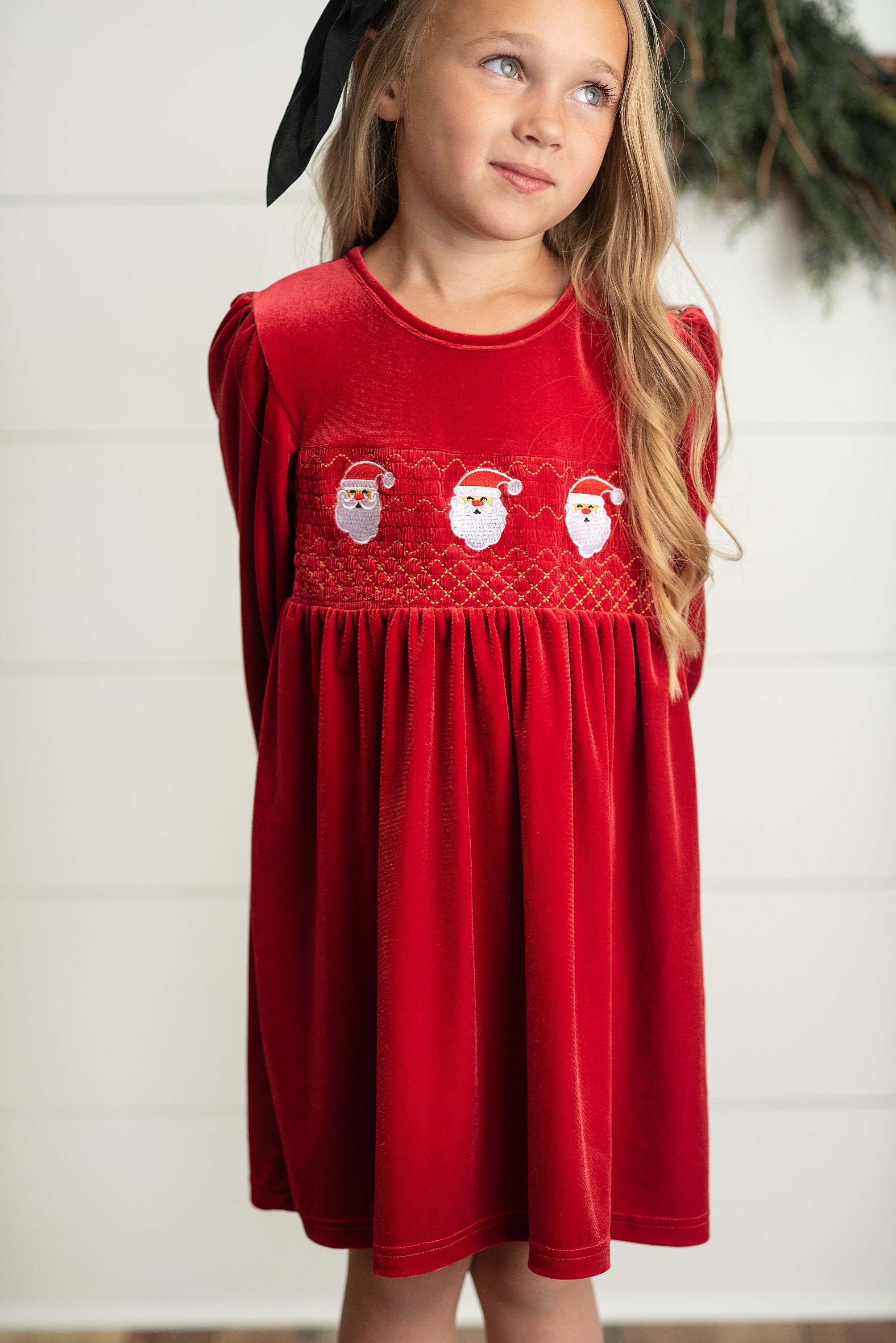 Santa Smocked Velvet Dress