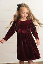 Velvet Wine Bow Dress