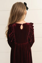 Velvet Wine Bow Dress