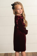 Velvet Wine Bow Dress