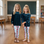 Velvet Teal Coquette Bow Pant Set