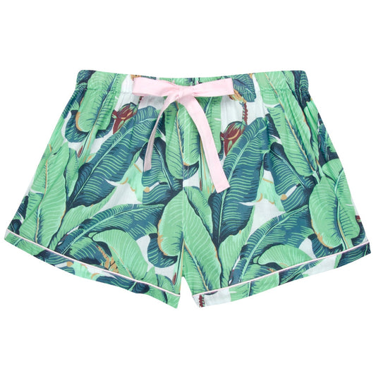 Women's Martinique® Green Banana Leaf Boxer Shorts - Organic Cotton Poplin