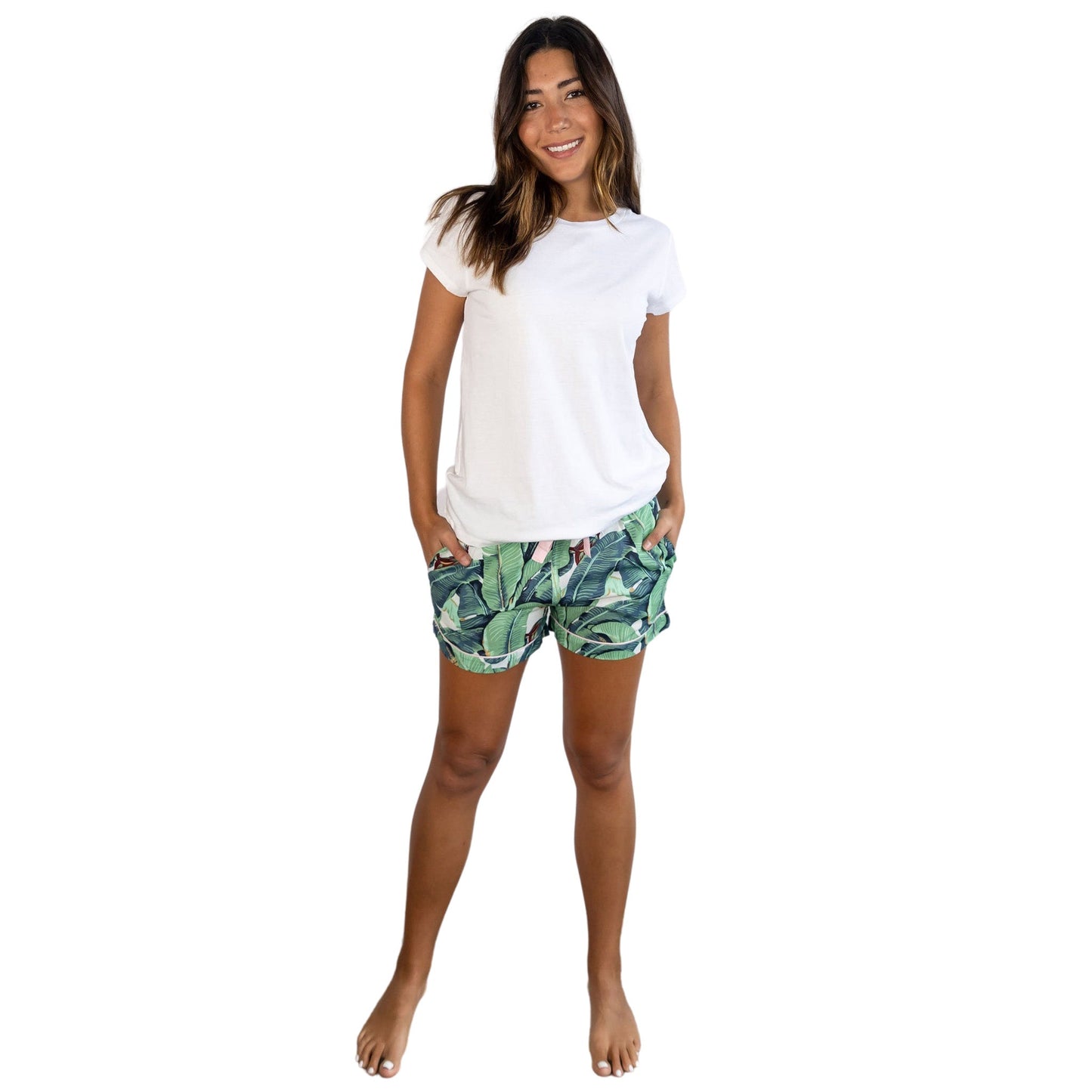 Women's Martinique® Green Banana Leaf Boxer Shorts - Organic Cotton Poplin
