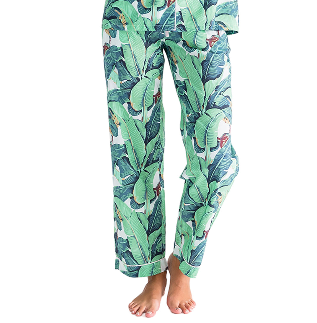 Women's Martinique® Green Banana Leaf PJ Pants - Organic Cotton Poplin