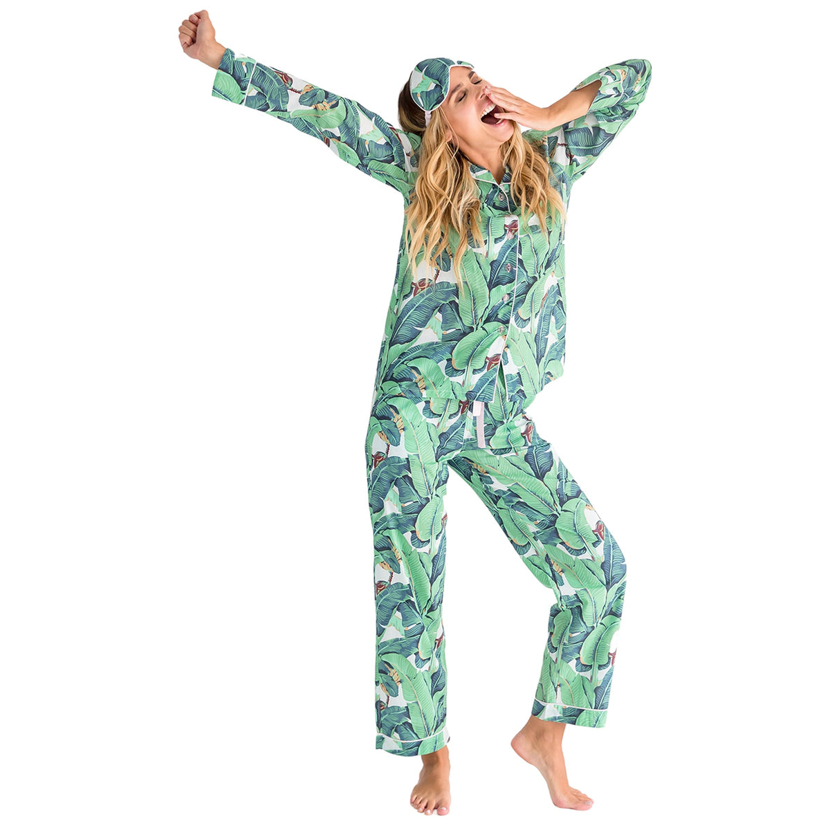 Women's Martinique® Green Banana Leaf PJ Pants - Organic Cotton Poplin