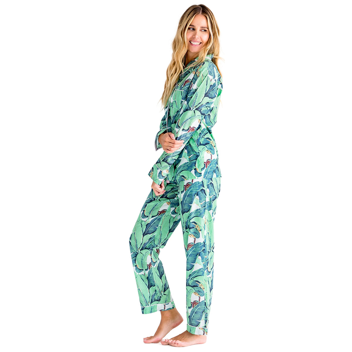Women's Martinique® Green Banana Leaf PJ Pants - Organic Cotton Poplin