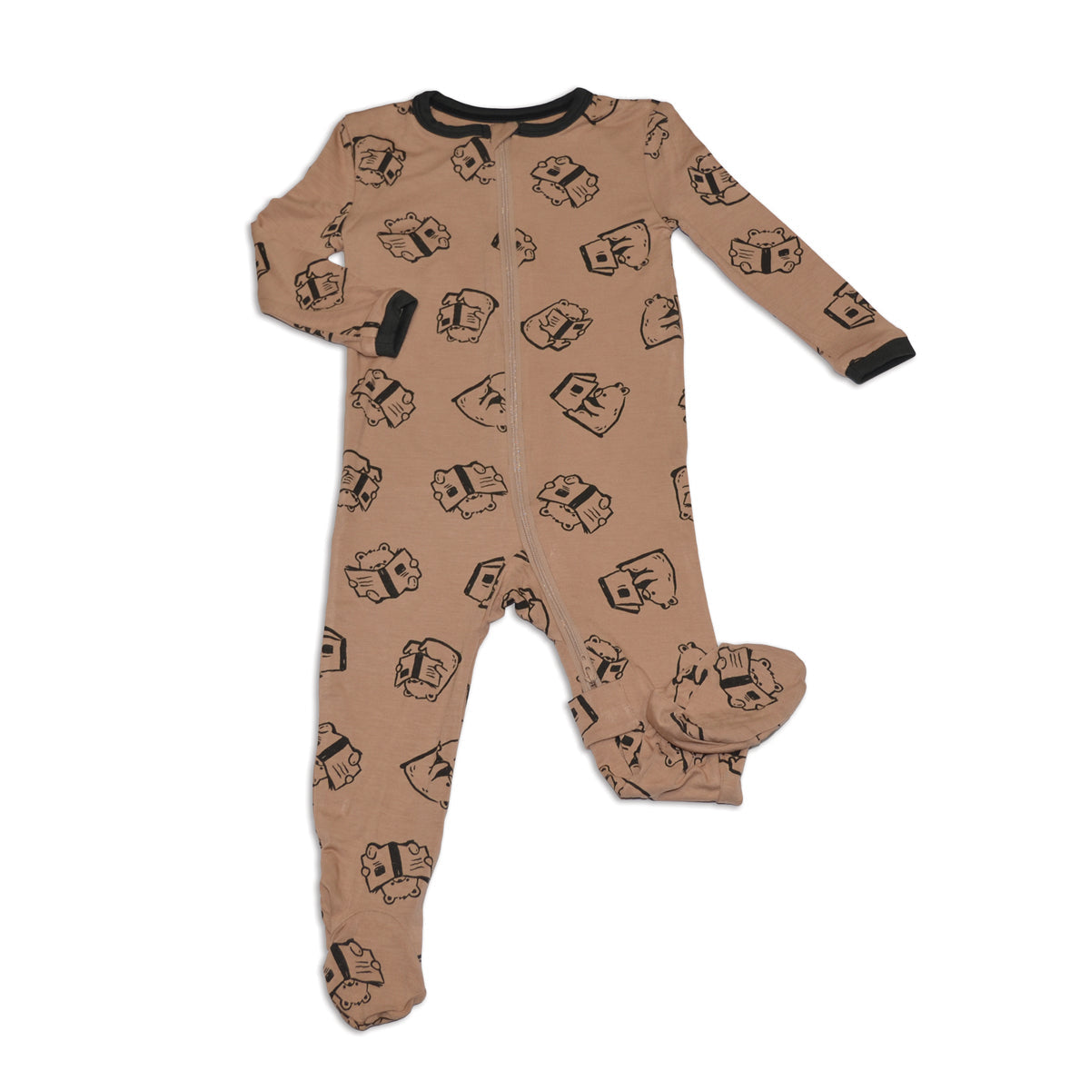 Bamboo Zip Up Footies (Story Book Bear Print)